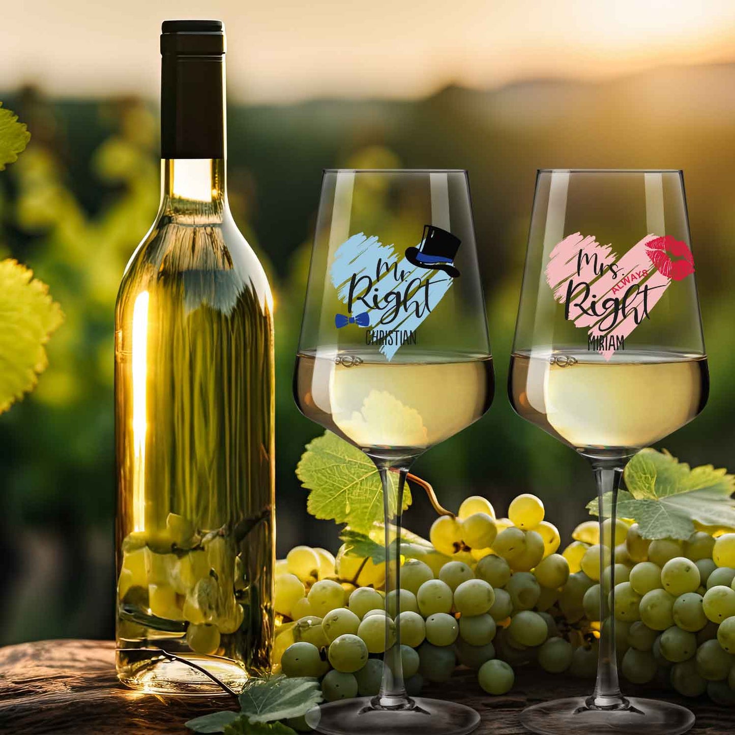 Leonardo Weingläser Mr Right & Mrs Always Right mit UV-Druck im Set
