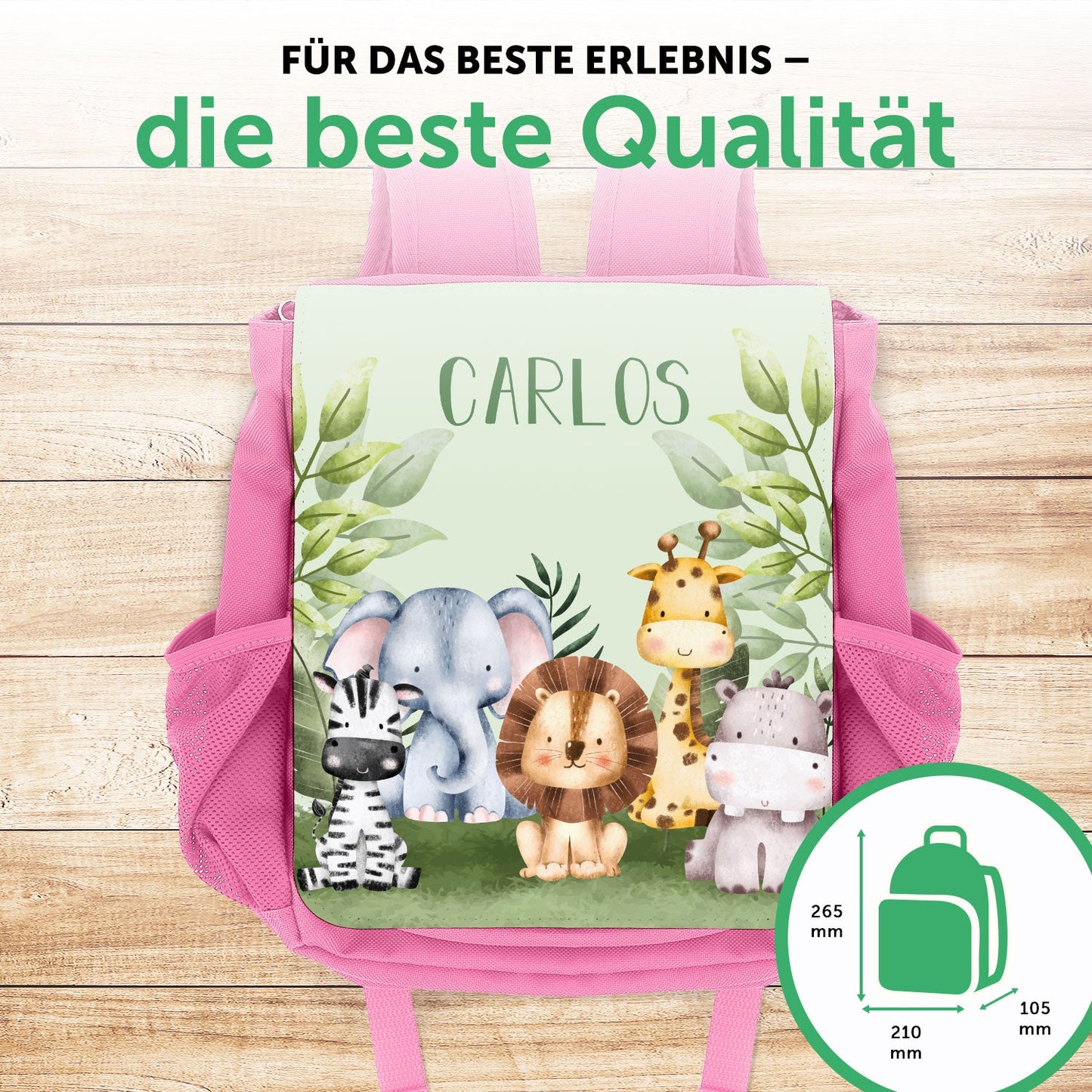 Bedruckter Rucksack für Kinder - Tiergruppe Safari