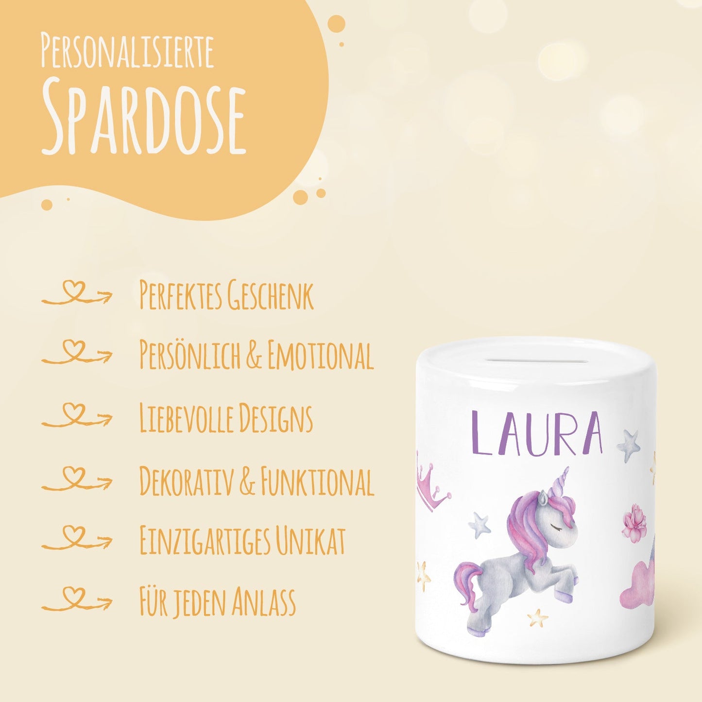 Spardose aus Keramik - Einhorn