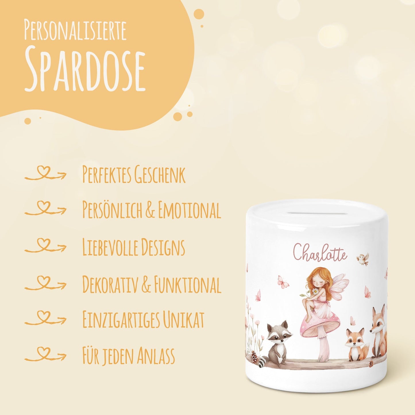 Spardose aus Keramik - Fee