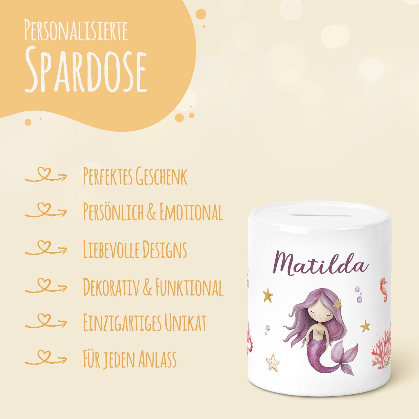 Spardose aus Keramik - Meerjungfrau V2