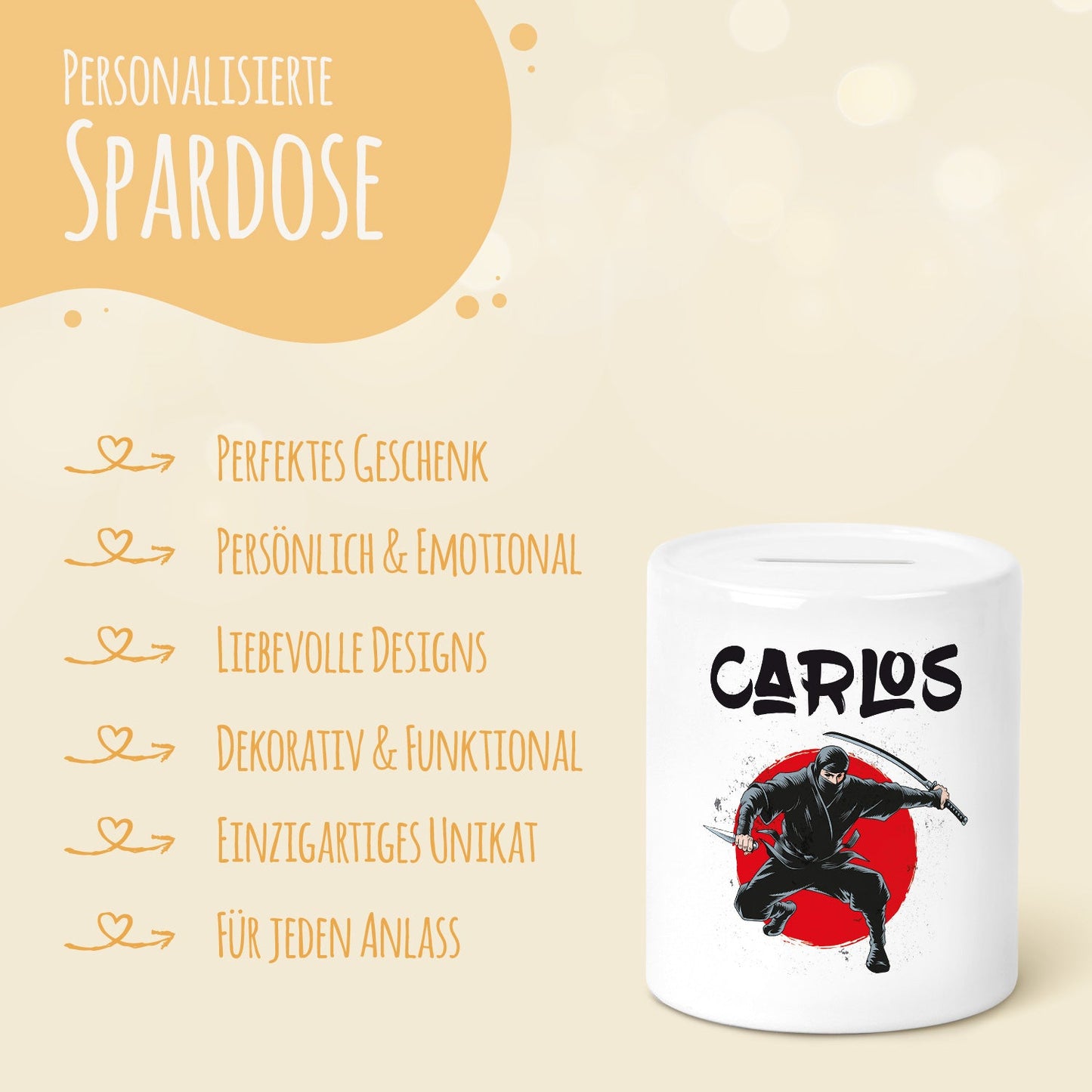 Spardose aus Keramik - Ninja