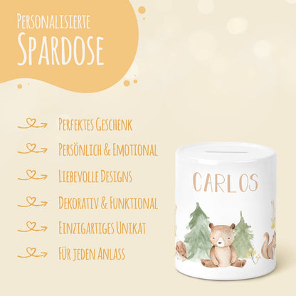 Spardose aus Keramik - Waldtiere