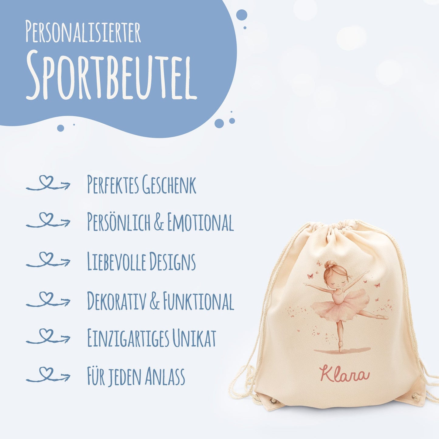 Turnbeutel mit Kindermotiv  - Ballett - für Kinder
