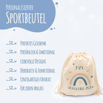 Turnbeutel für Kinder - Regenbogen - zur Einschulung