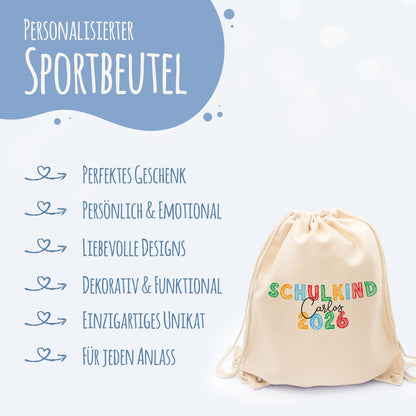 Turnbeutel für Kinder - Schulkind Kreide - zur Einschulung