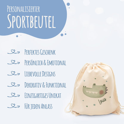 Turnbeutel mit Kindermotiv  - Tierköpfe - für Kinder