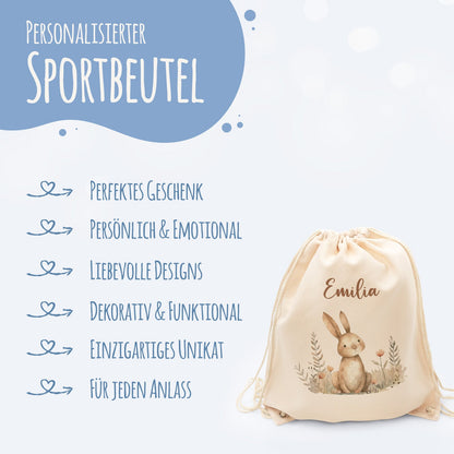 Turnbeutel mit Kindermotiv  - Waldtier - für Kinder