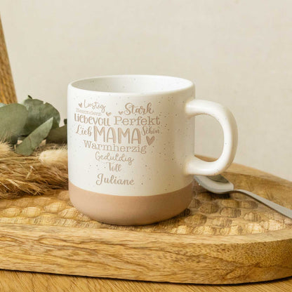 Gravierte Steingut Tasse - Mama Collage