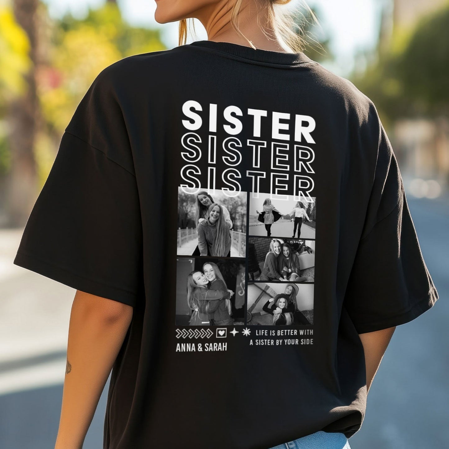 Personalisiertes Oversized T-Shirt - Sister