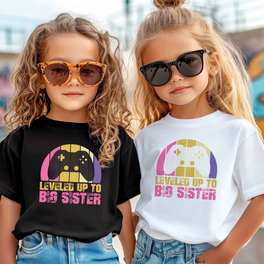 Bedrucktes T-Shirt für Kinder - Leveled up Big Sister
