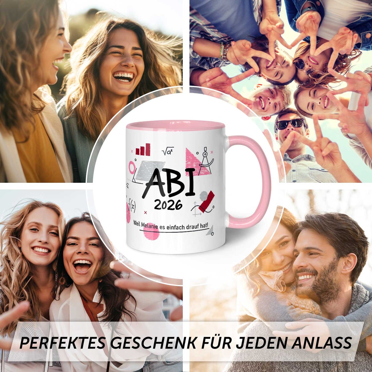Bedruckte Tasse mit Spruch - Abi - Personalisiert mit Namen
