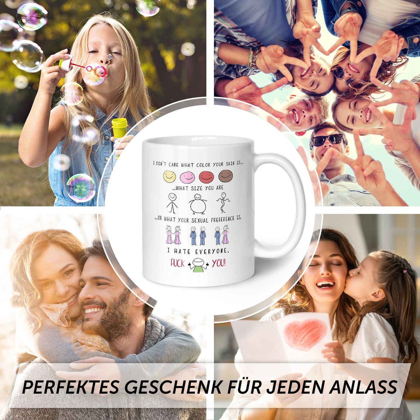 Bedruckte Tasse mit Spruch - "I hate everyone"