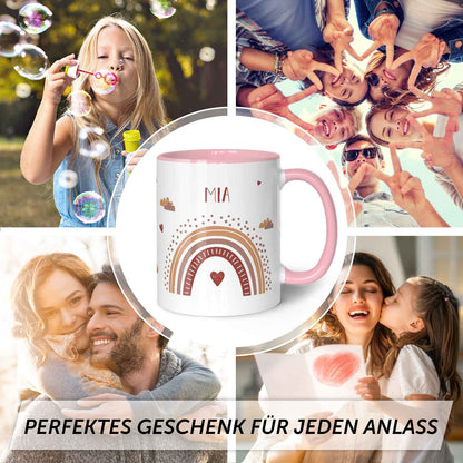 Bedruckte Tasse - Regenbogen - Personalisiert mit Namen - Für Mädchen und Jungen