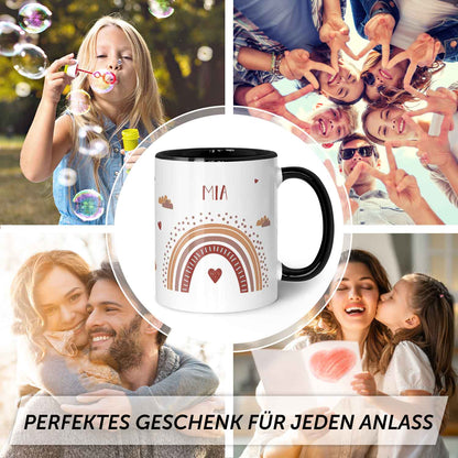 Bedruckte Tasse - Regenbogen - Personalisiert mit Namen - Für Mädchen und Jungen