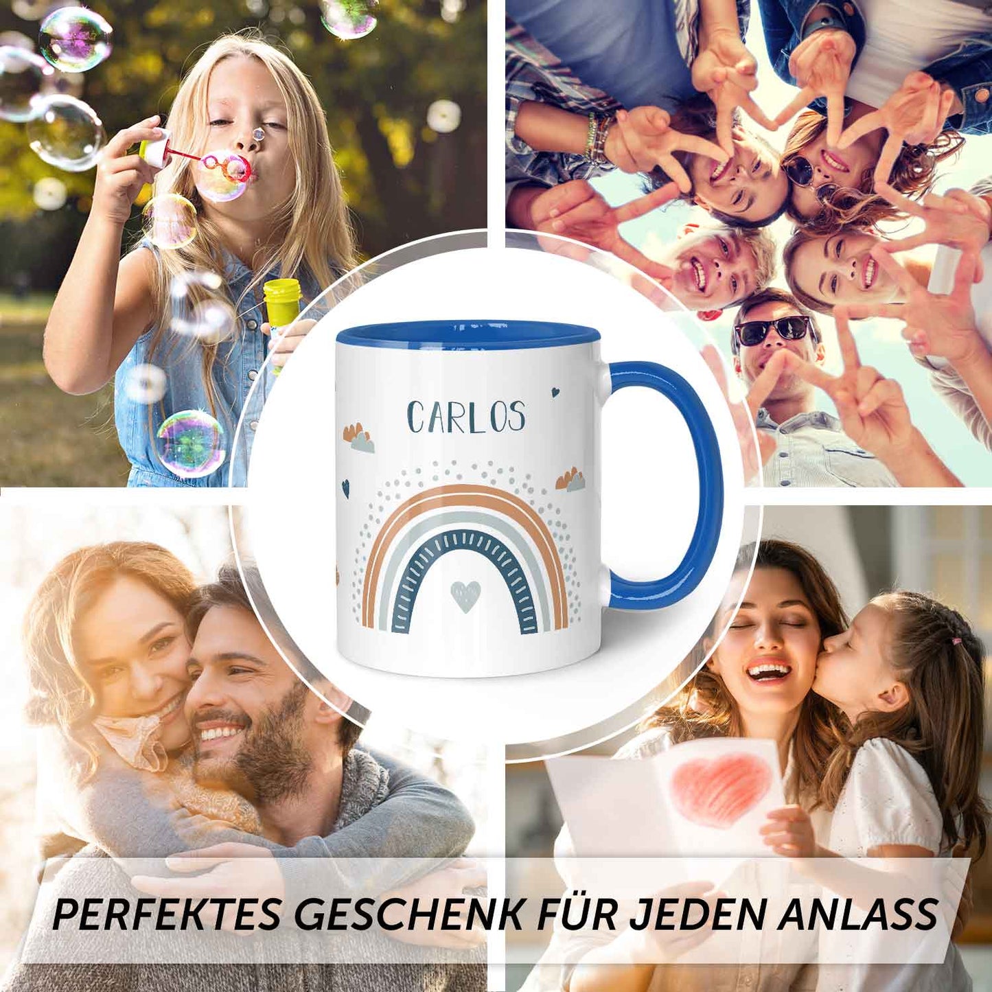 Bedruckte Tasse - Regenbogen - Personalisiert mit Namen - Für Mädchen und Jungen