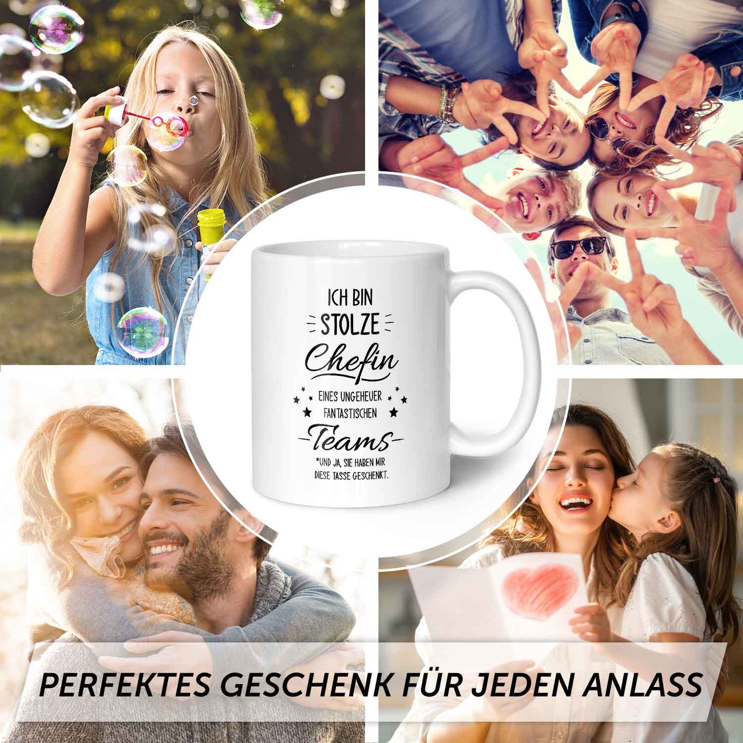 Bedruckte Tasse mit Spruch Stolze Chefin