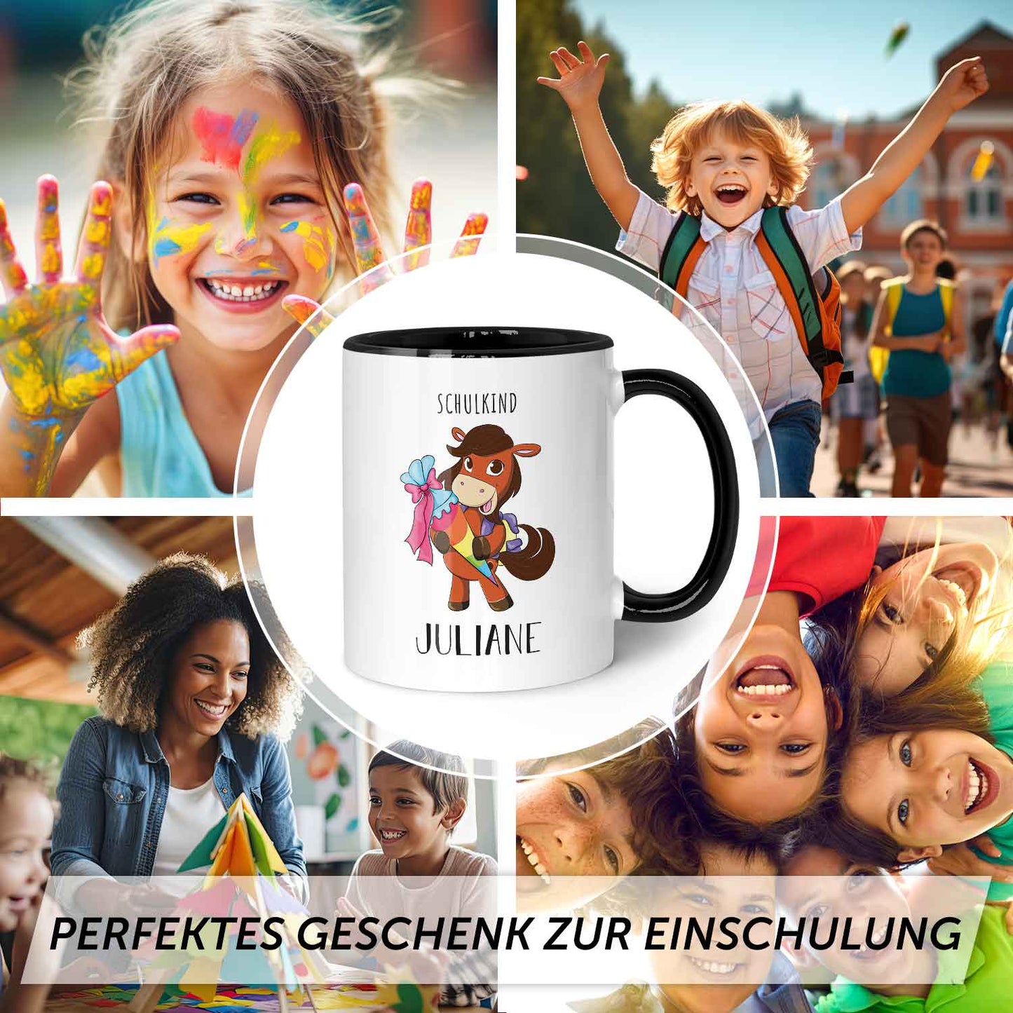 Bedruckte Tasse mit Motiv - Einschulung Pferd