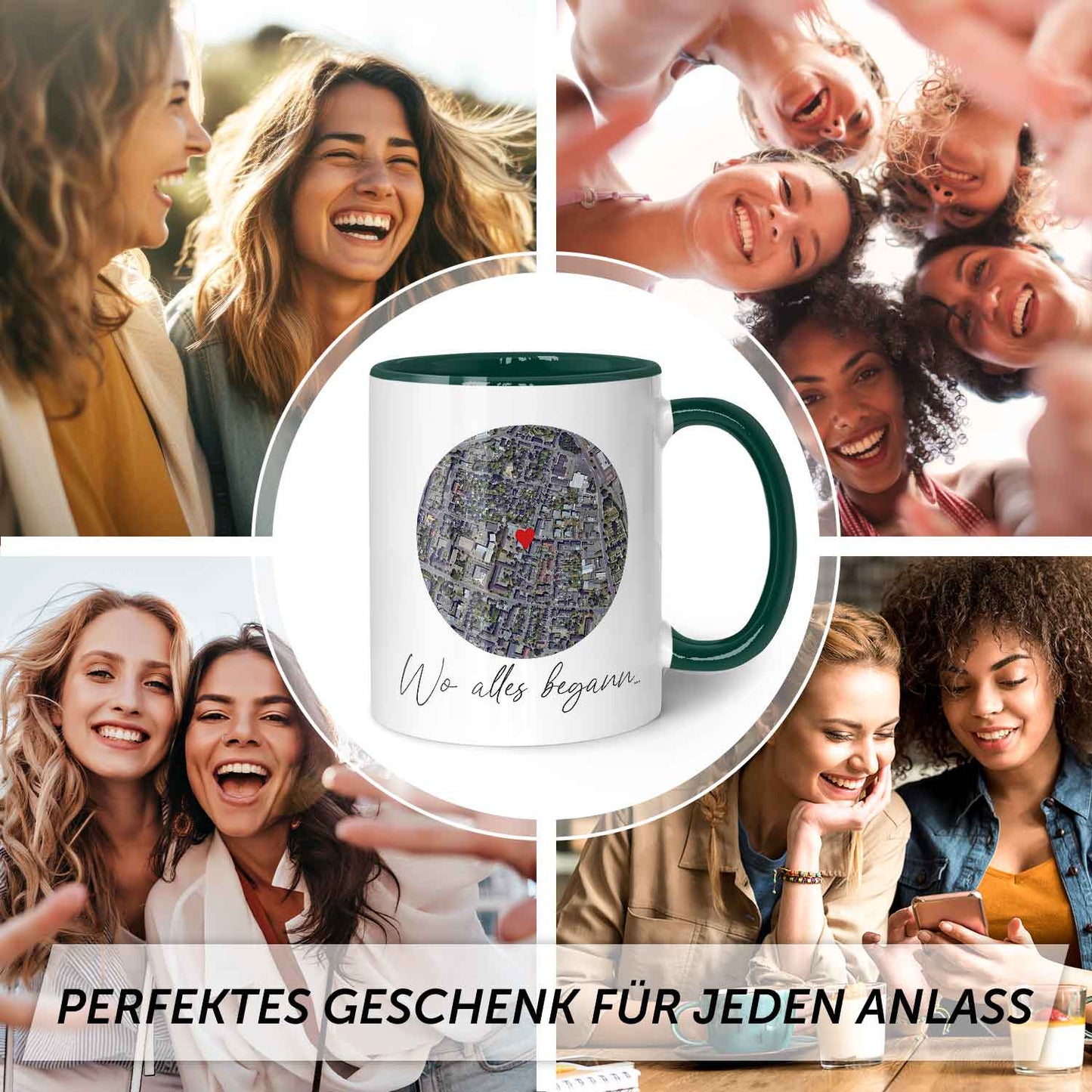 Bedruckte Tasse mit "Wo alles begann" Motiv - Personalisiertes Geschenk mit Wunschkoordinaten