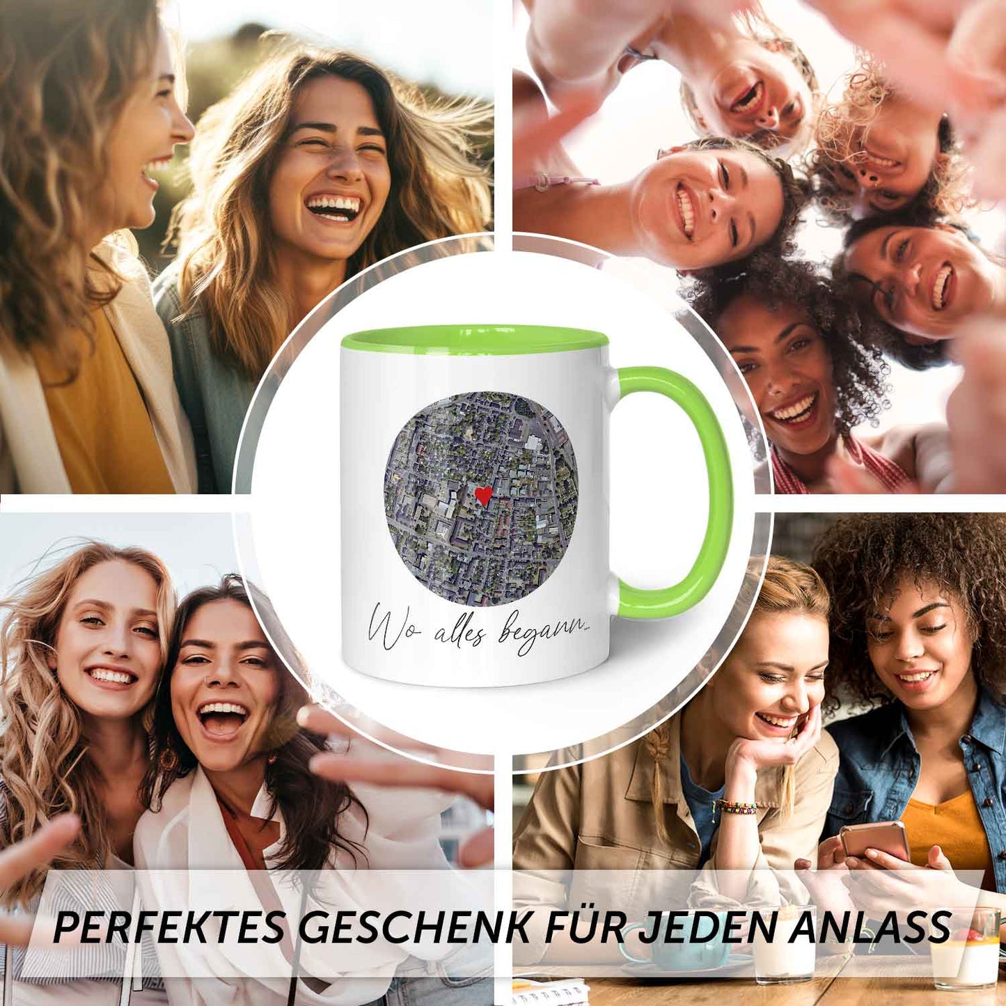 Bedruckte Tasse mit "Wo alles begann" Motiv - Personalisiertes Geschenk mit Wunschkoordinaten
