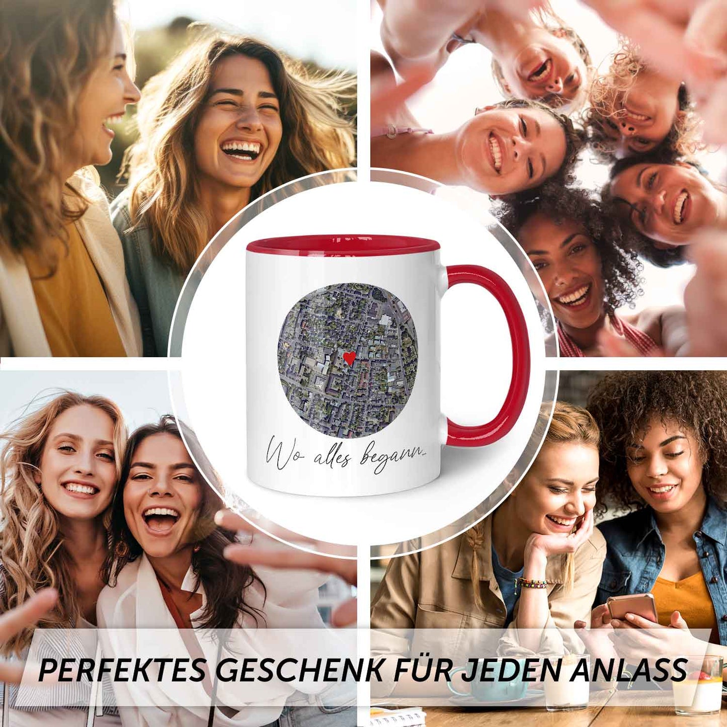 Bedruckte Tasse mit "Wo alles begann" Motiv - Personalisiertes Geschenk mit Wunschkoordinaten