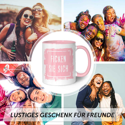 Bedruckte Tasse mit Spruch - "Ficken Sie sich"