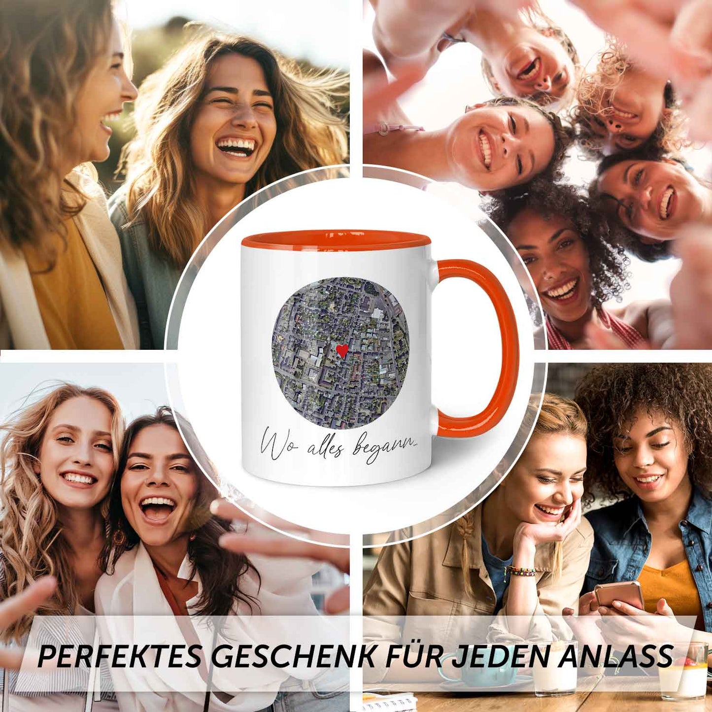 Bedruckte Tasse mit "Wo alles begann" Motiv - Personalisiertes Geschenk mit Wunschkoordinaten