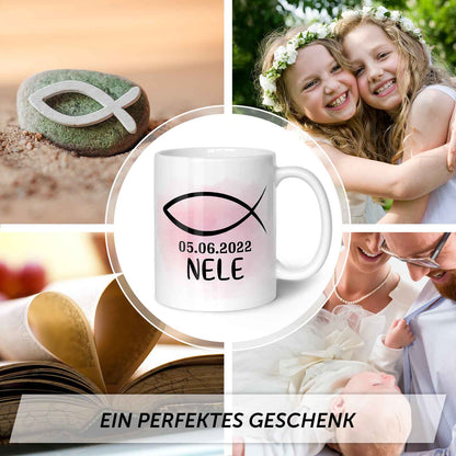 Bedruckte Tasse - zur Konfirmation mit Name & Datum