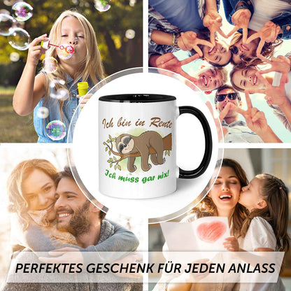 Bedruckte Tasse Faultier in Rente