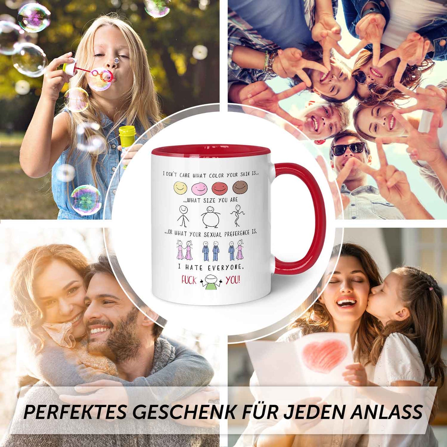 Bedruckte Tasse mit Spruch - "I hate everyone"