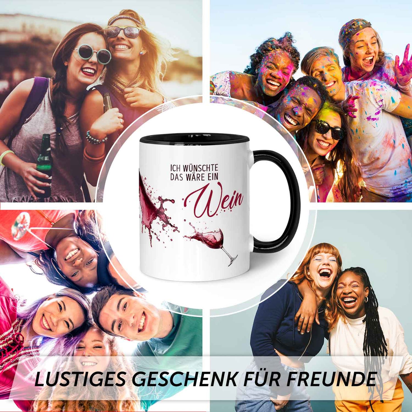 Bedruckte Tasse mit Wein Motiv - Ich wünschte das wäre ein Wein