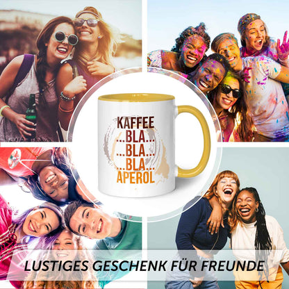 Bedruckte Tasse mit Aperol Spritz Motiv - Kaffee bla bla bla Aperol - Aperol Geschenk
