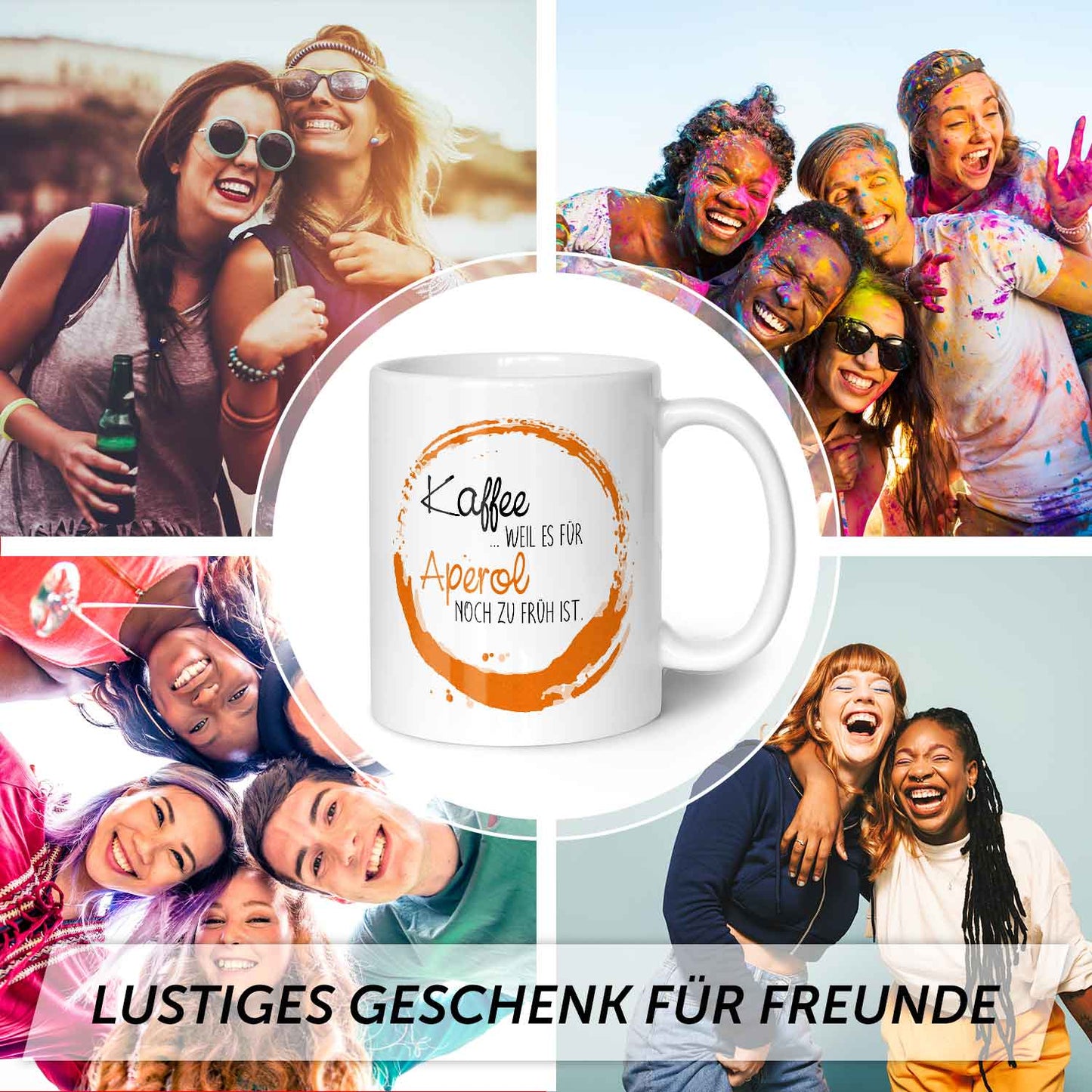 Bedruckte Tasse mit Aperol Spritz Motiv - Kaffee , weil es für Aperol noch zu früh ist