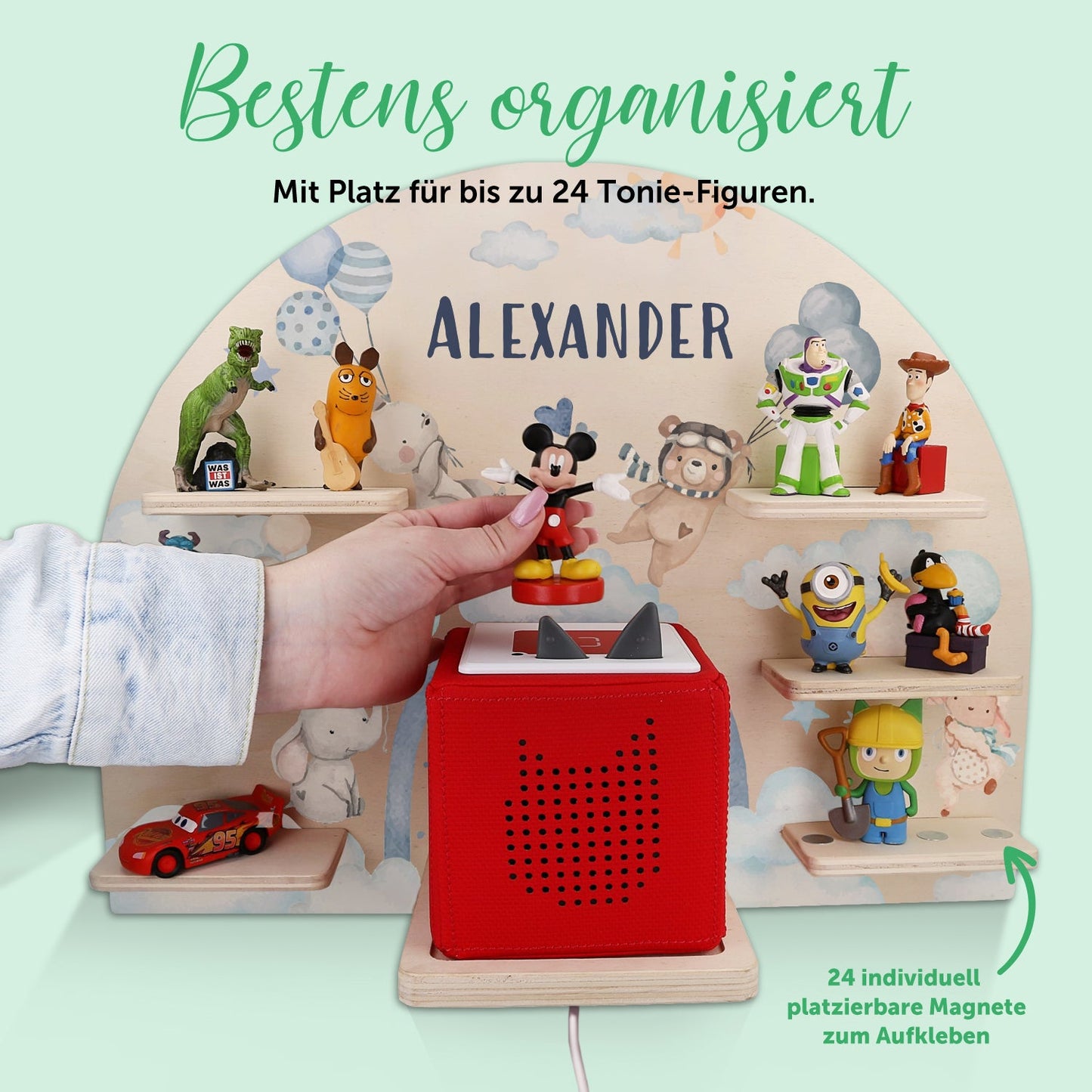 Toniebox Regal für Kinderzimmer - Ballon - Personalisiert mit Namen