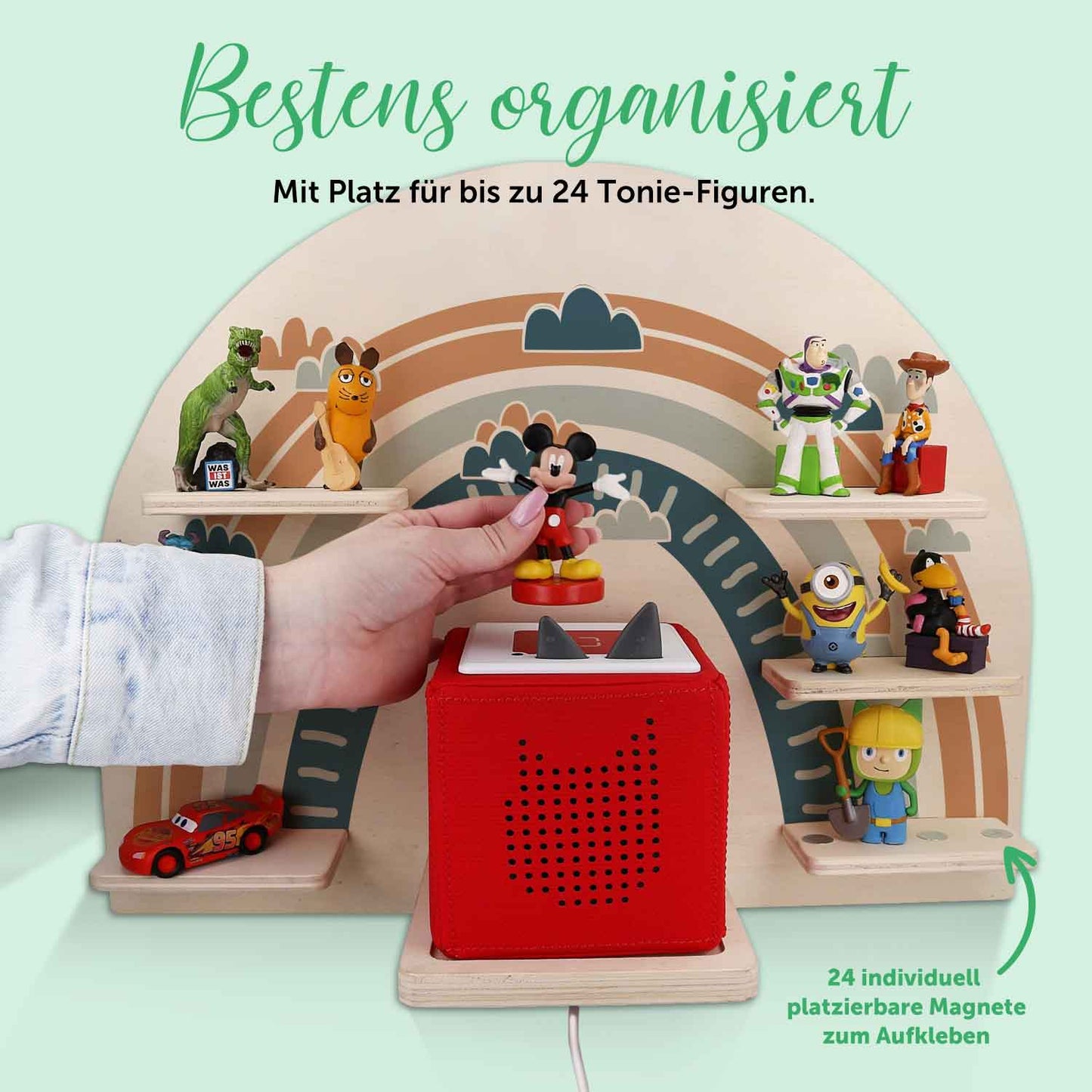 Toniebox Regal für Kinderzimmer - Regenbogen - Kinder Wandregal
