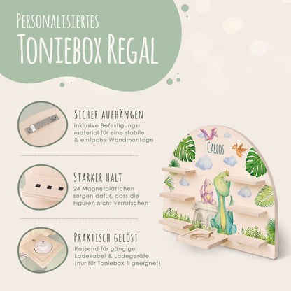 Toniebox Regal für Kinderzimmer - Dino - Personalisiert mit Namen