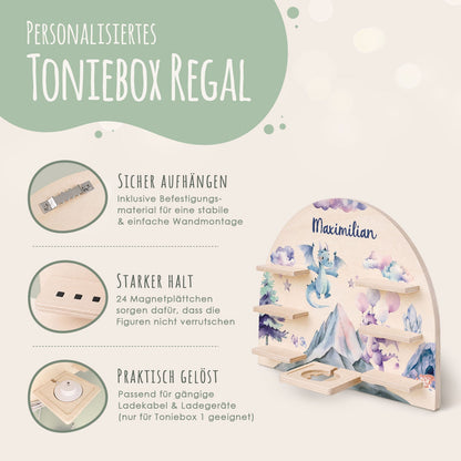 Toniebox Regal für Kinderzimmer - Drache - Personalisiert mit Namen