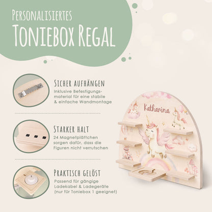 Toniebox Regal für Kinderzimmer - Einhorn - Personalisiert mit Namen