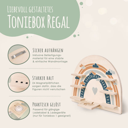 Toniebox Regal für Kinderzimmer - Regenbogen - Kinder Wandregal