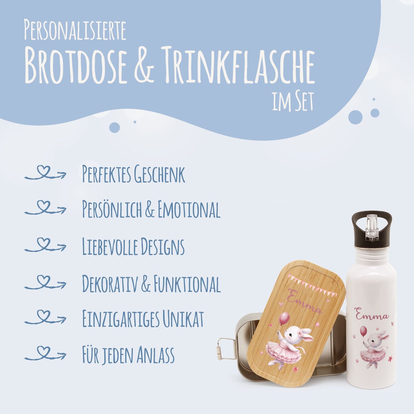 Bedruckte Brotdose & Trinkflasche im Set - Ballett