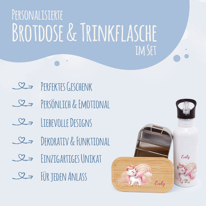 Bedruckte Brotdose & Trinkflasche im Set - Pegasus