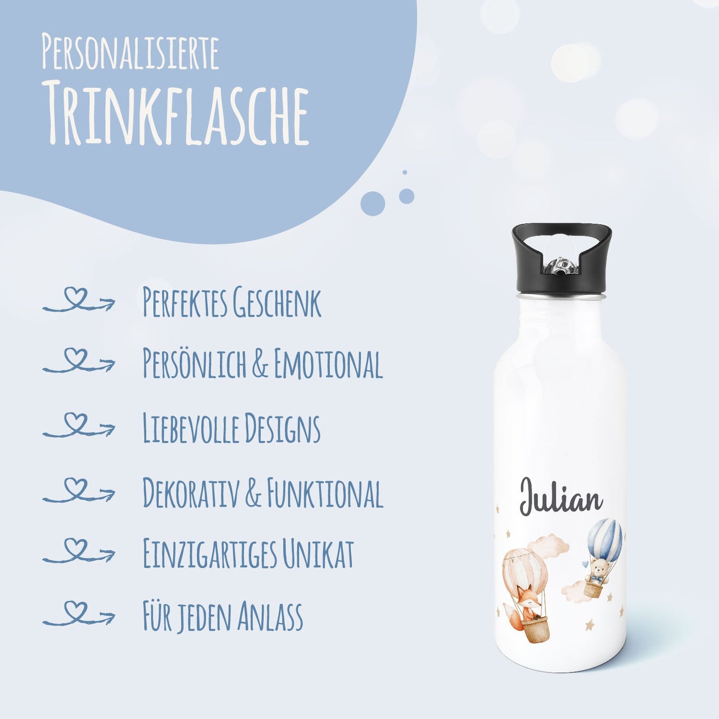 Bedruckte Trinkflasche aus Edelstahl - Ballon