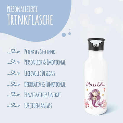 Bedruckte Trinkflasche aus Edelstahl - Meerjungfrau