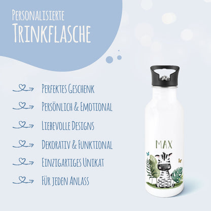 Bedruckte Trinkflasche aus Edelstahl - Tiergruppe