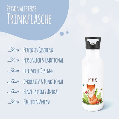 Bedruckte Trinkflasche aus Edelstahl - Tiergruppe