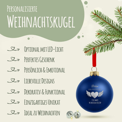 Gravierte Weihnachtskugel - Flügelherz