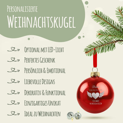 Gravierte Weihnachtskugel - Flügelherz