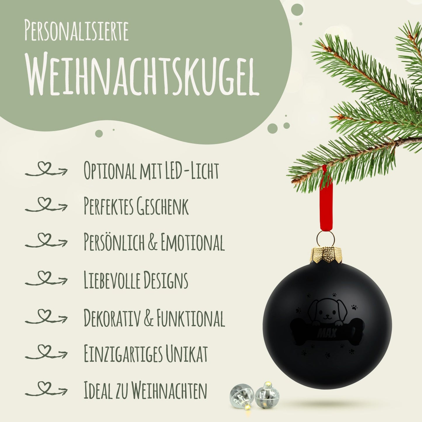 Gravierte Weihnachtskugel - Haustier - Hund & Katze