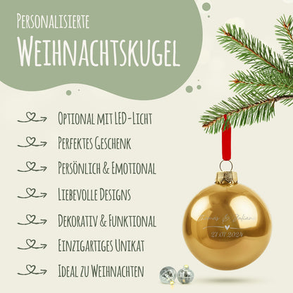 Gravierte Weihnachtskugel - Wedding Love