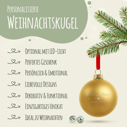 Gravierte Weihnachtskugel - Wedding Love